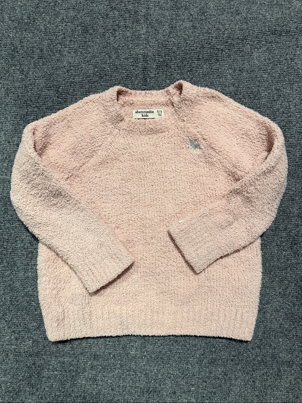 abercrombie kids blush pink bouclé pullover sweater